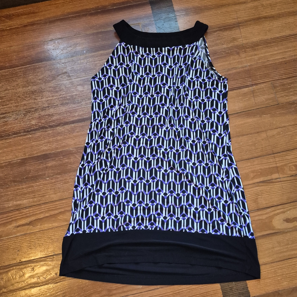 Cato Black and Purple Geometric Sleeveless Mini Dress